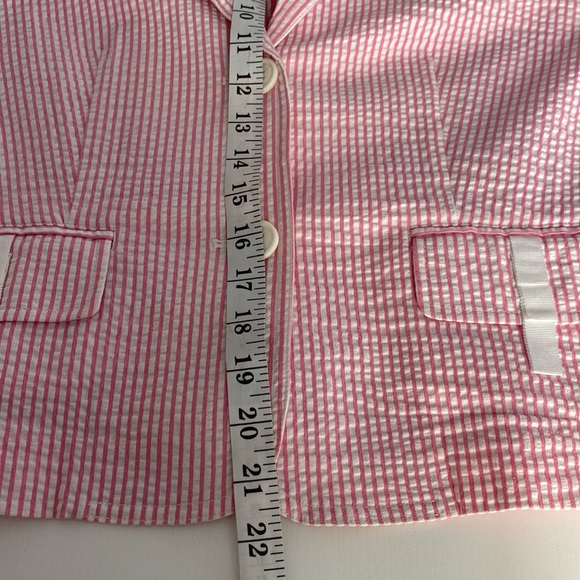 Izod Cropped Jacket, pink/white stripe, Size S/P - Picture 11 of 15